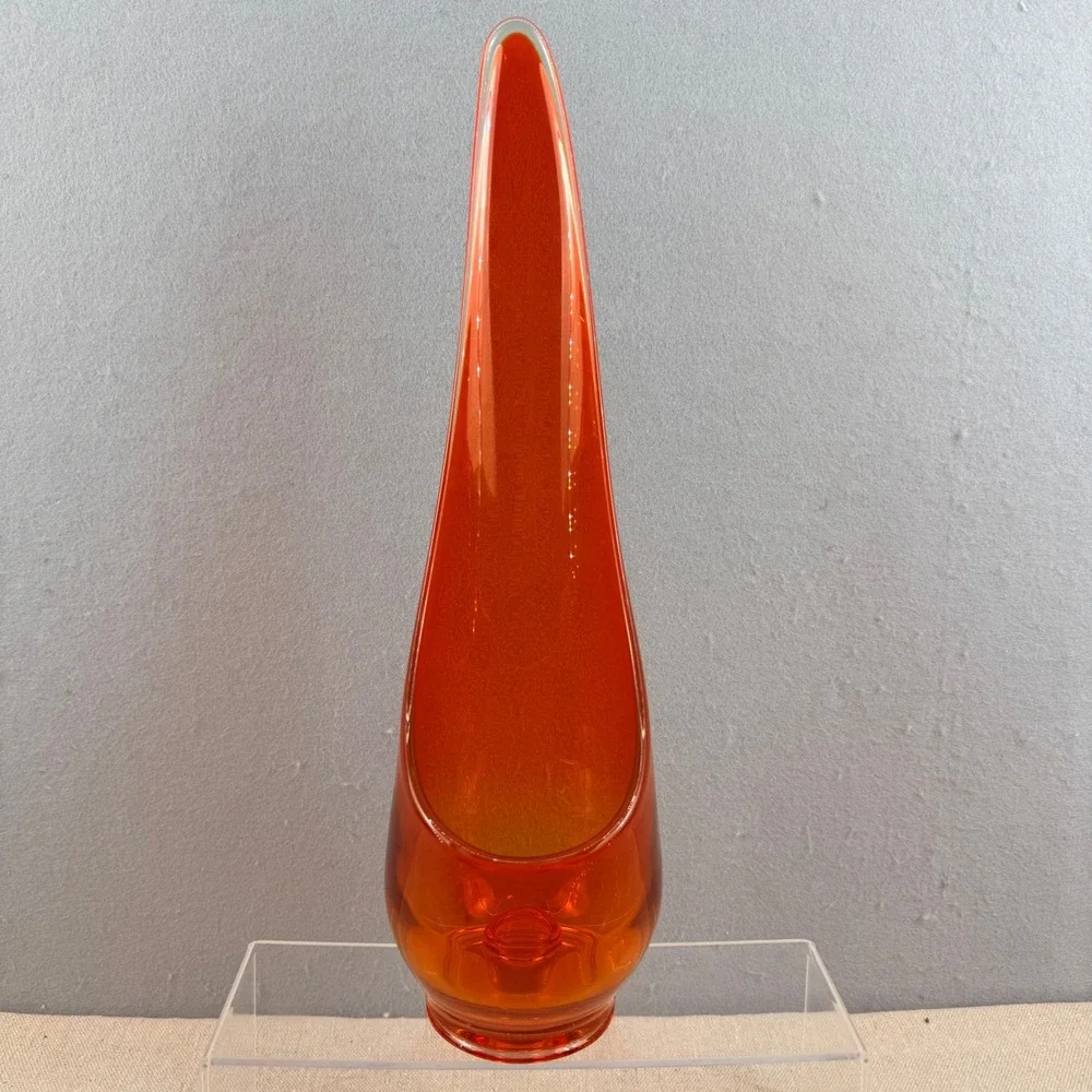 Viking Glass Persimmon Orange Taperglow Candle Holder‎ Epic Series 14.5